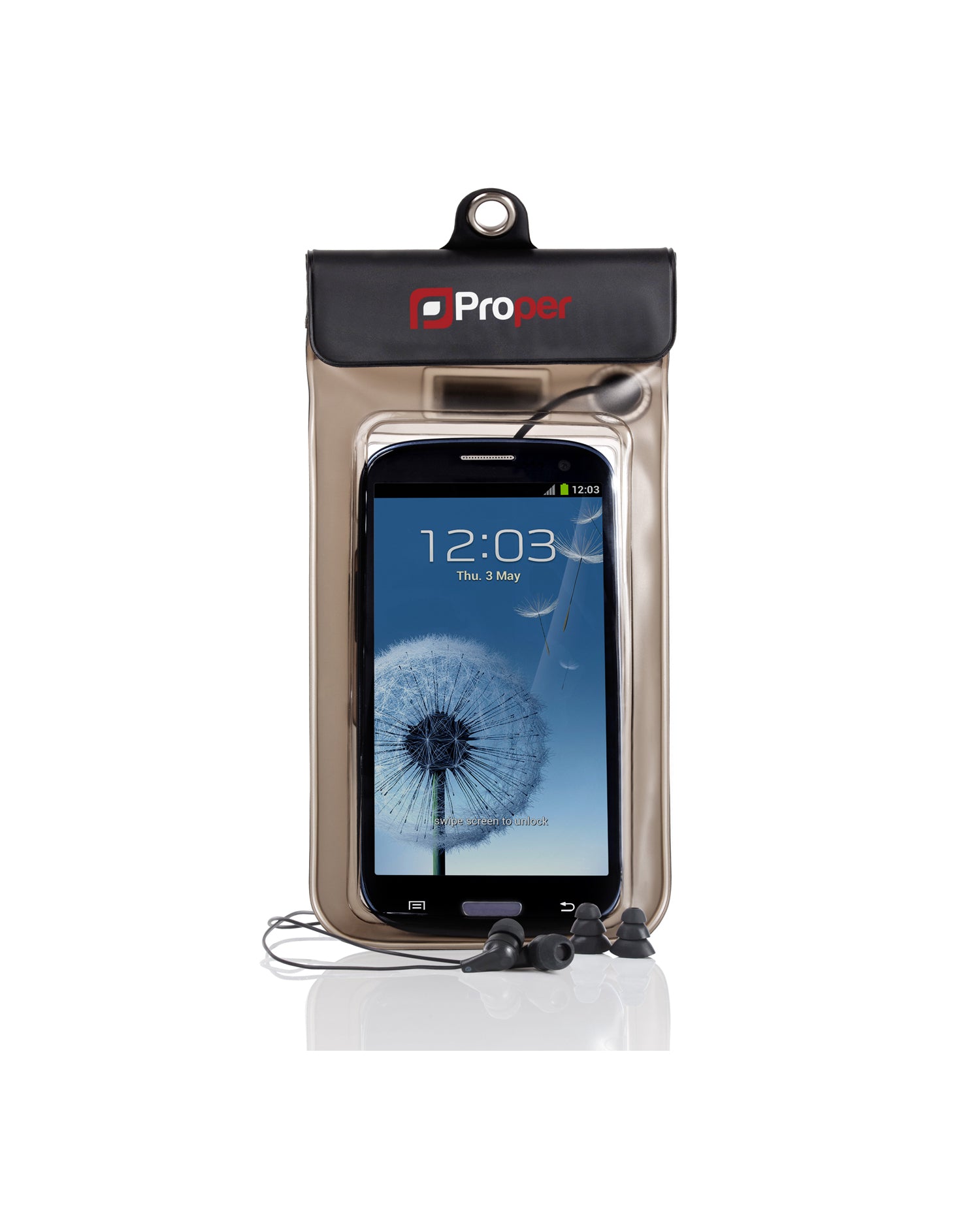 ProperAV Waterproof Case for Smartphones with Waterproof Earphones