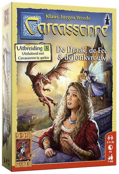 Wijde selectie ziel Beschikbaar 999 Games Carcassonne UItbreiding 3: De Draak, de Fee & de Jonkvrouw |  Yestoys