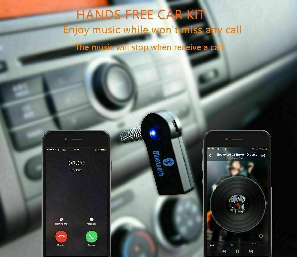 straffen grijnzend lever Bluetooth Wireless Car Aux Adapter Receiver Audio 3.5 Mm Stereo Music –  SSskyz