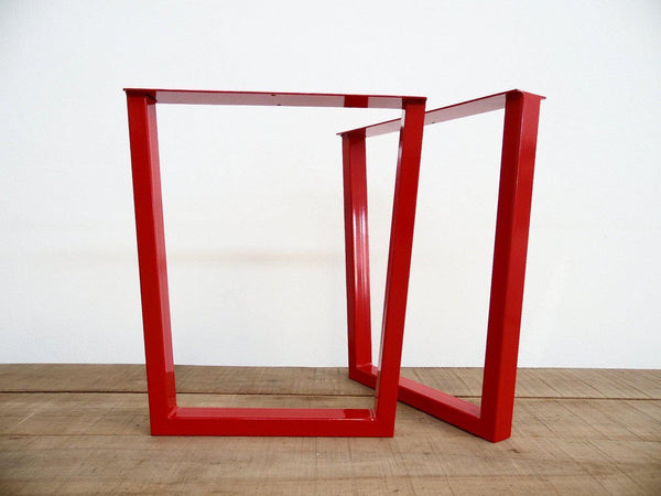 red metal table legs