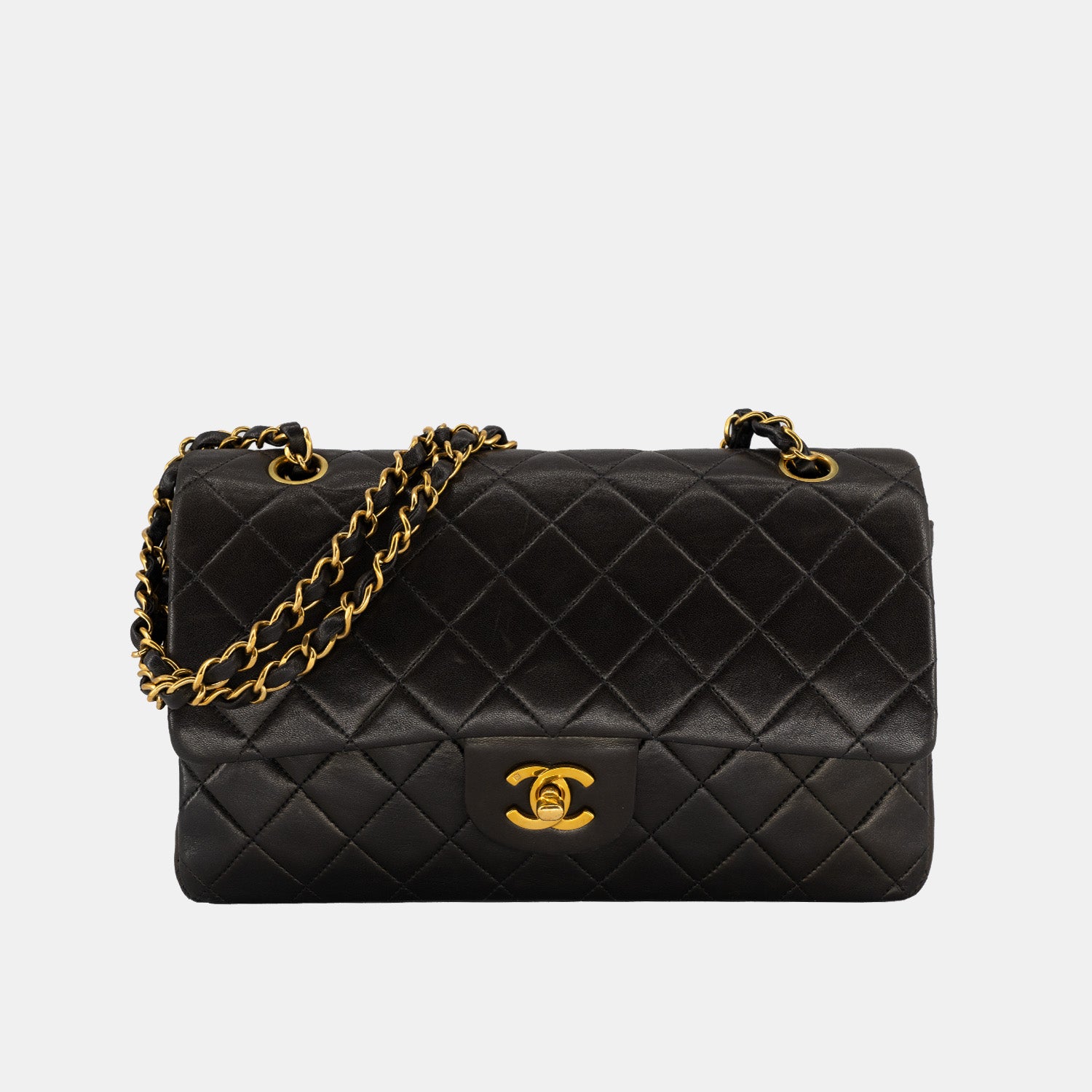 Chanel Vintage Classic Double Flap Medium Size 25cm in Black