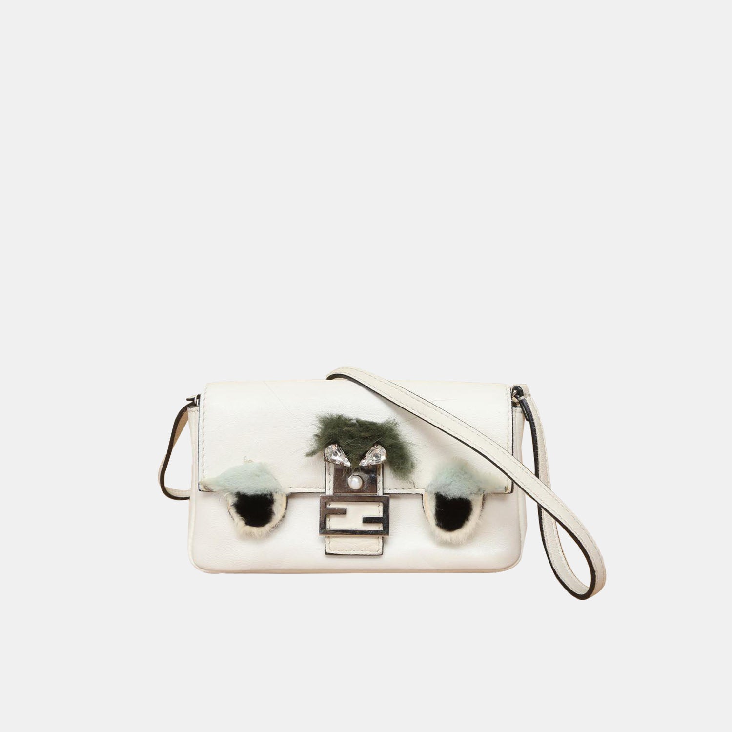 fendi baguette white leather bag