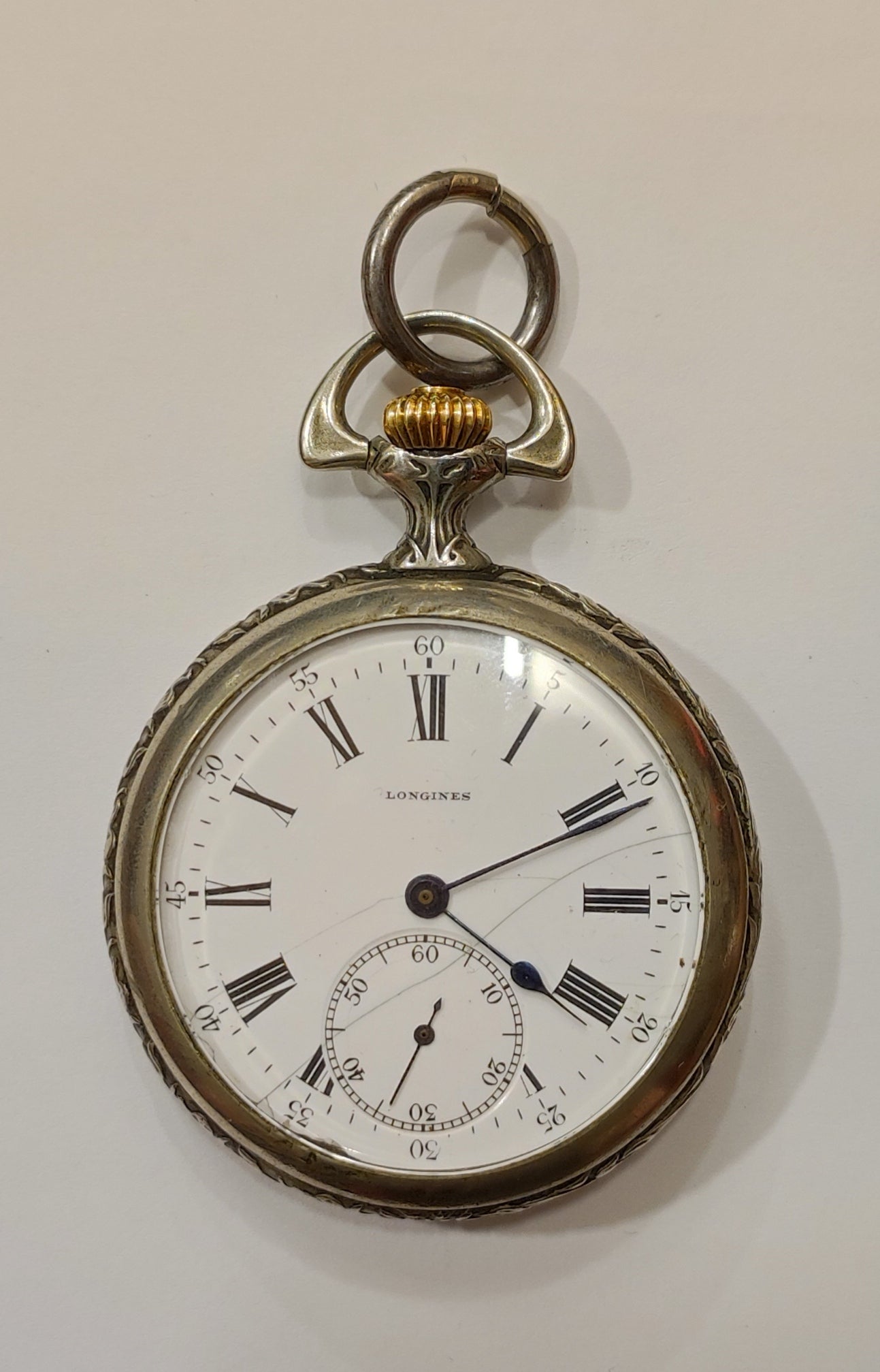 máscara Marcha atrás Desafío Reloj de bolsillo Longines estilo Art Nouveau – Jorge Mashini - Antigüedades