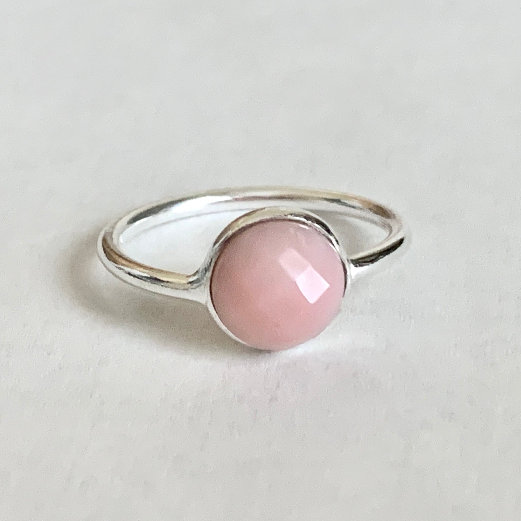 sterling silver pink opal ring