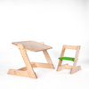 Height adjustable wooden study table and chair