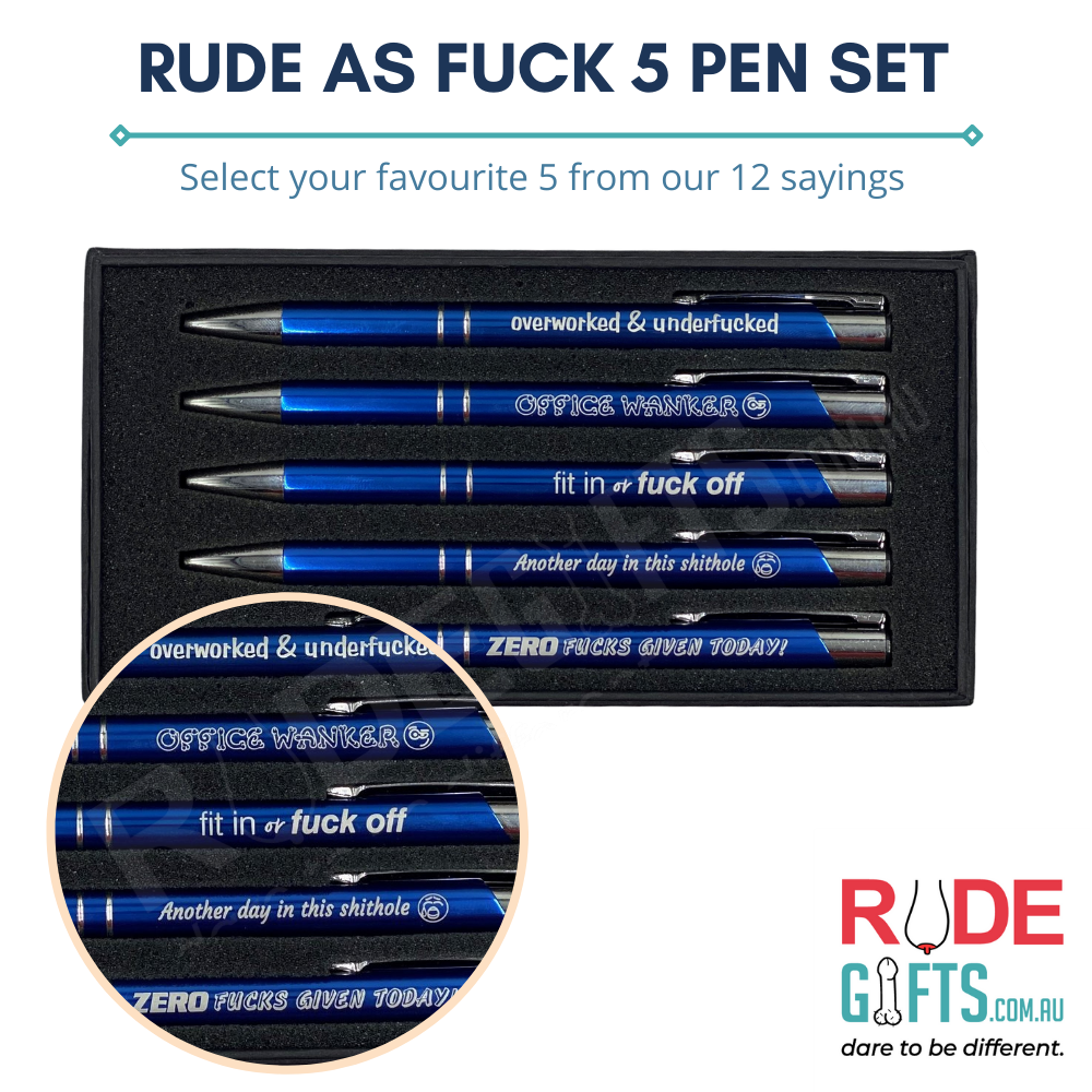 Rude As Fuck 5 Pack Pen Set Rude Ts