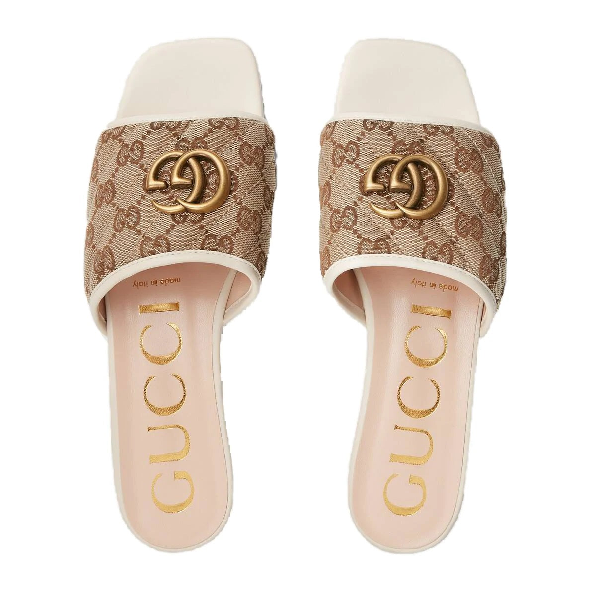 gucci white floral slides