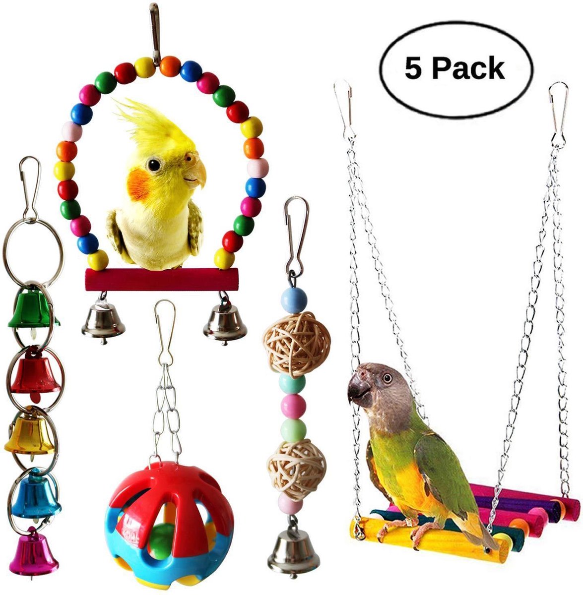 Vogelkooi Vogel Speelgoed Set stuks - Vogelschommel - Ladder - Bal m kamer5