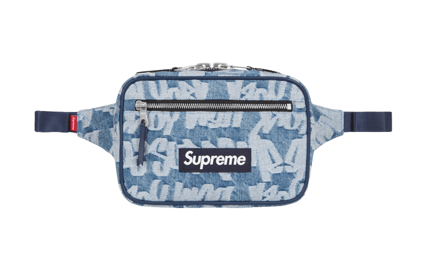 Buy the Supreme Fat Tip Jacquard Denim Waste Bag in Blue – Jawns