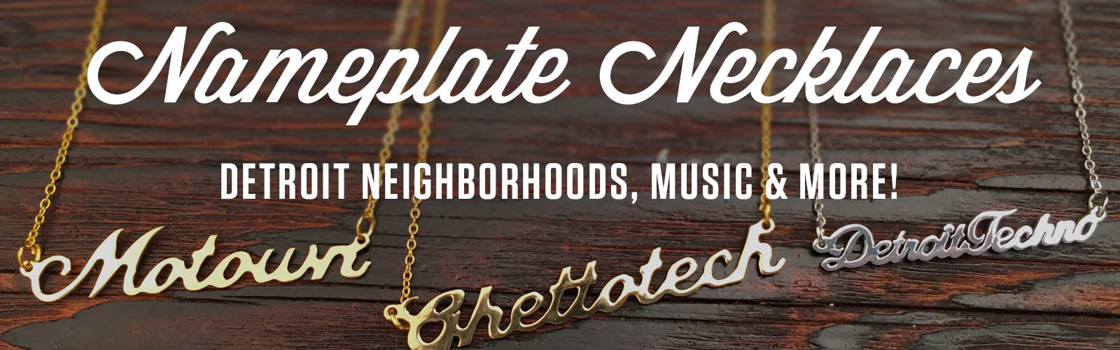Detroit and Michigan script neighborhood necklaces