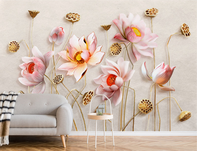 Decorative 3D Floral Wallpaper – Home Decoram