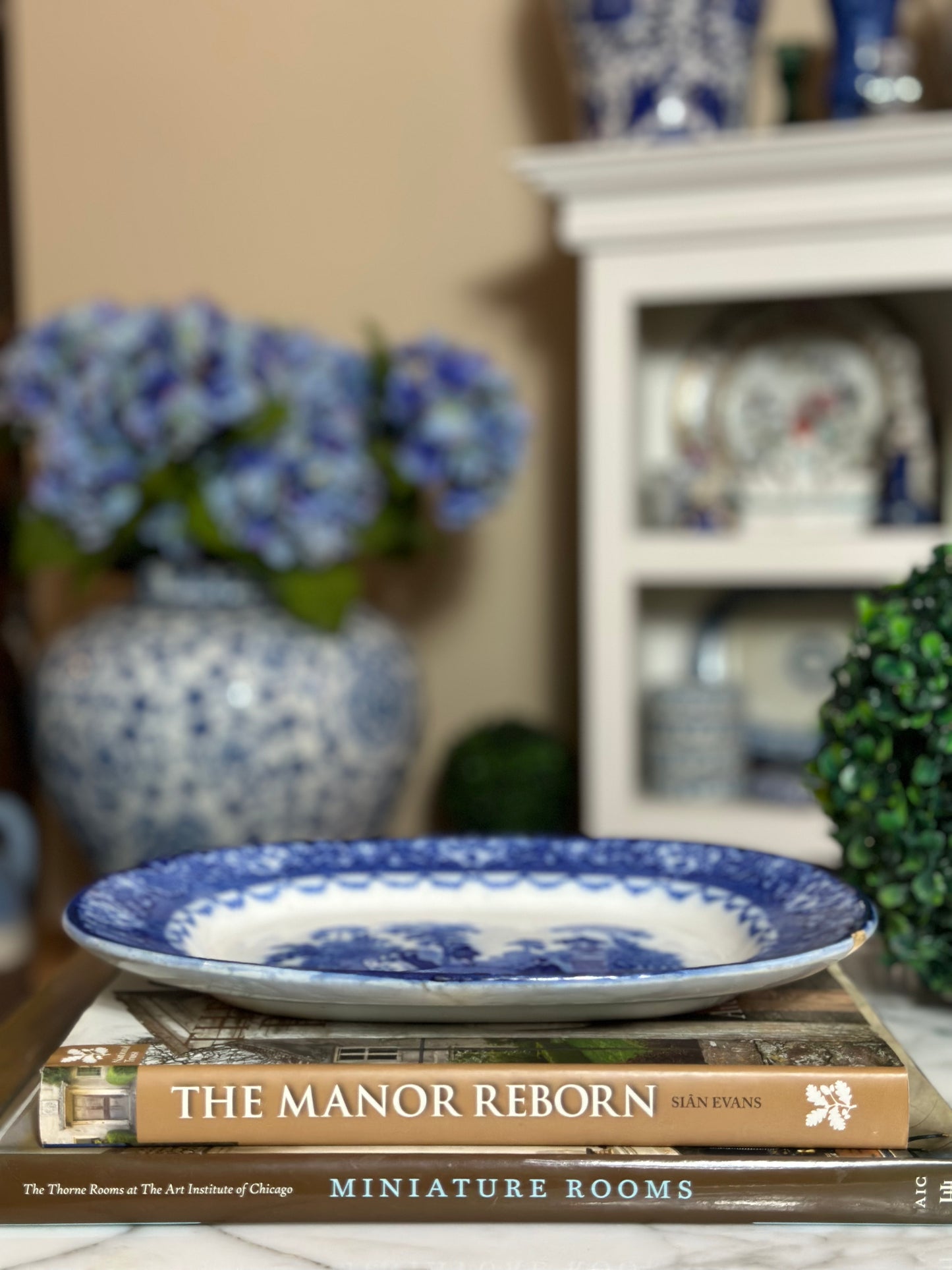 Antique flow blue oval platter, Doulton AS-IS, 11x9