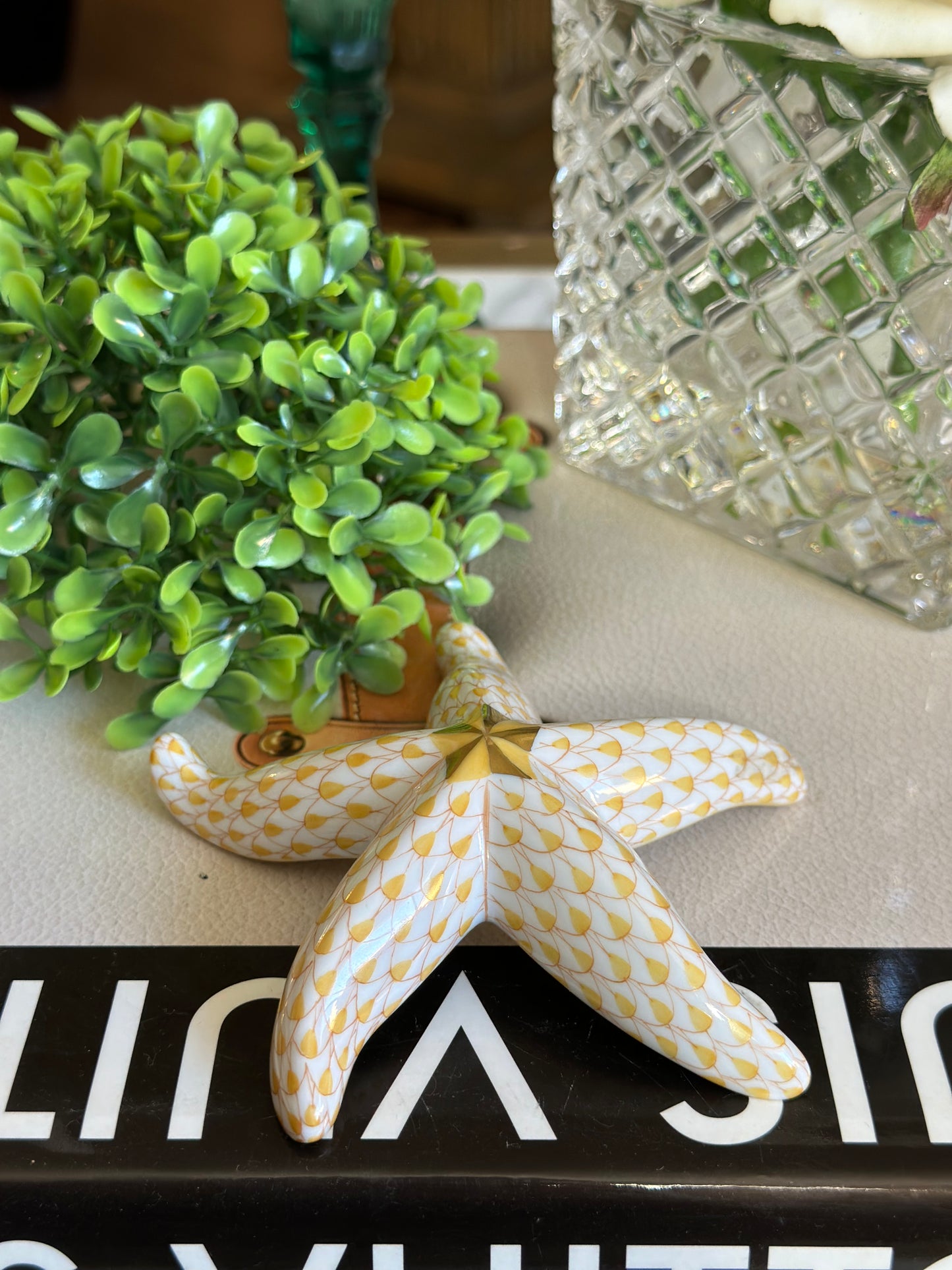 Herend Butterscotch Fishnet Starfish -Pristine!