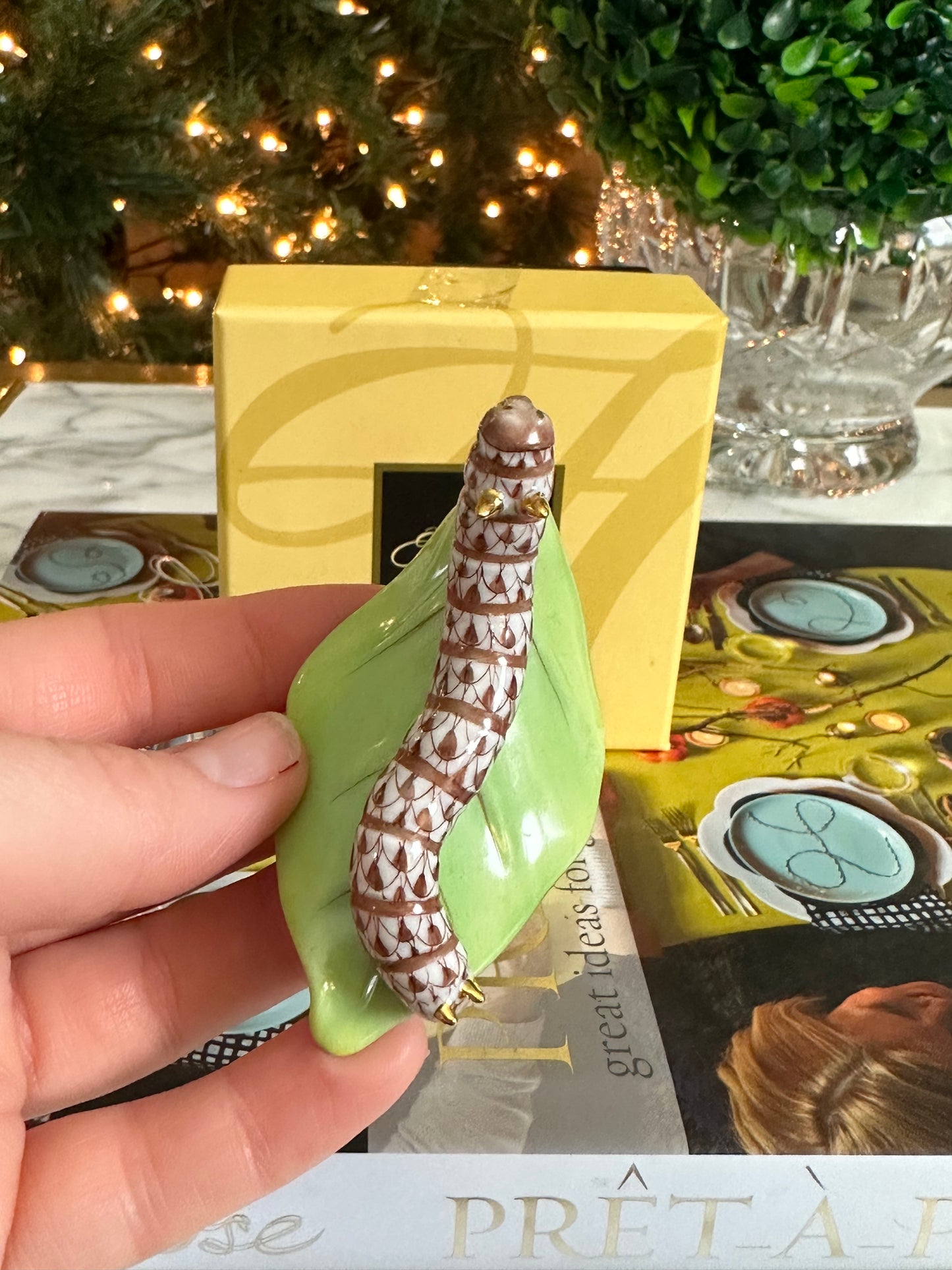 Herend Chocolate Fishnet Caterpillar W/ Box - Pristine!