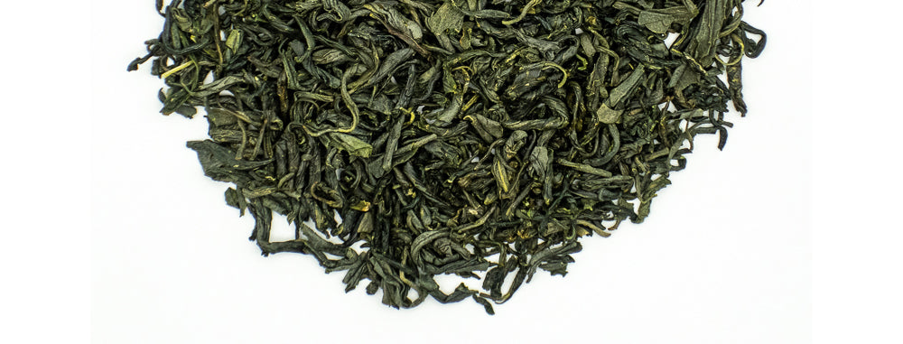 Kamairicha green tea leaves from Japan