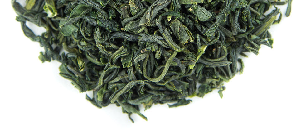 Kamairicha green tea leaves from Japan