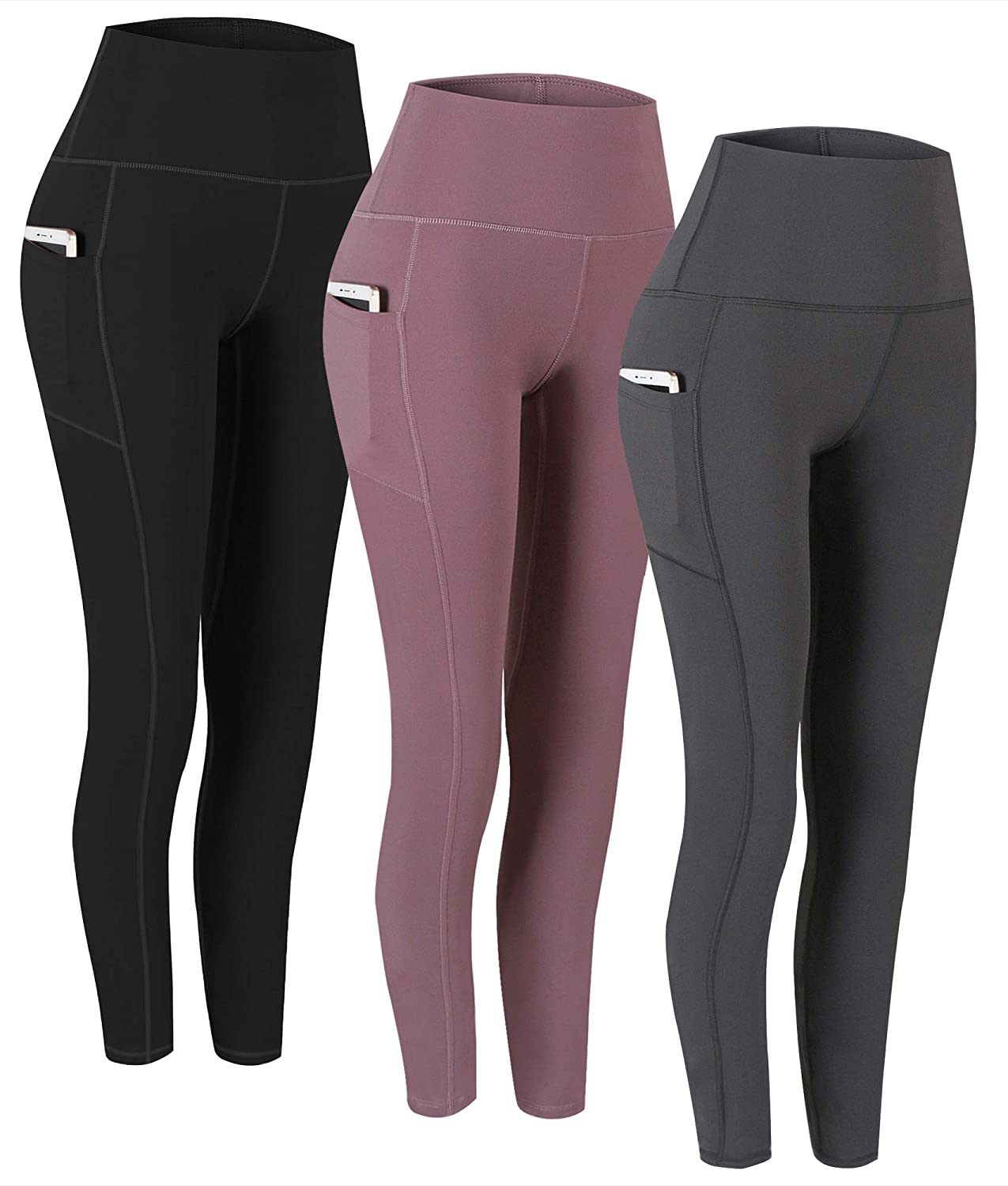 Fengbay 2 Pack High Waist Yoga Pants, Pocket Yoga Pants Tummy Control Workout Running 4 Way Stretch Yoga Leggings