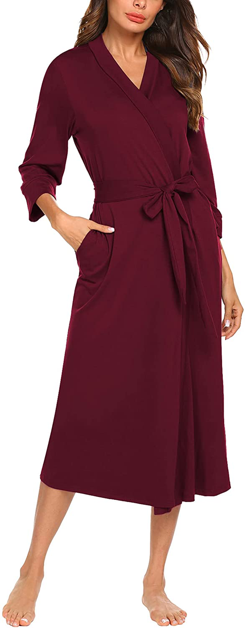 MAXMODA Women Kimono Robes Long Knit Bathrobe Soft Robe Casual Ladies Loungewear S-3XL