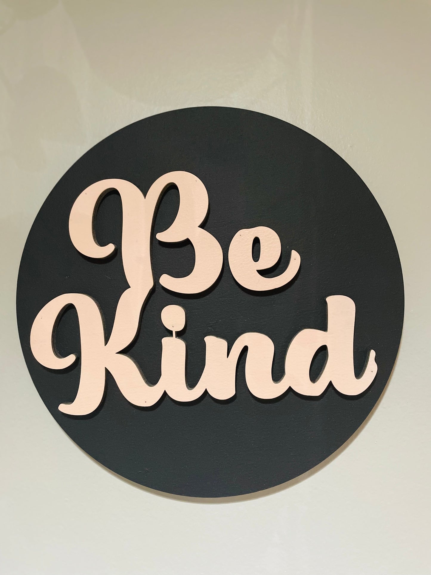 “Be Kind” Black & Pink Wood Sign