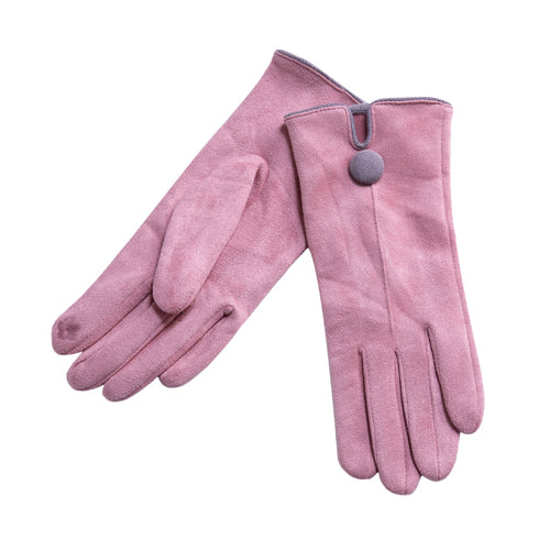 pink suede gloves