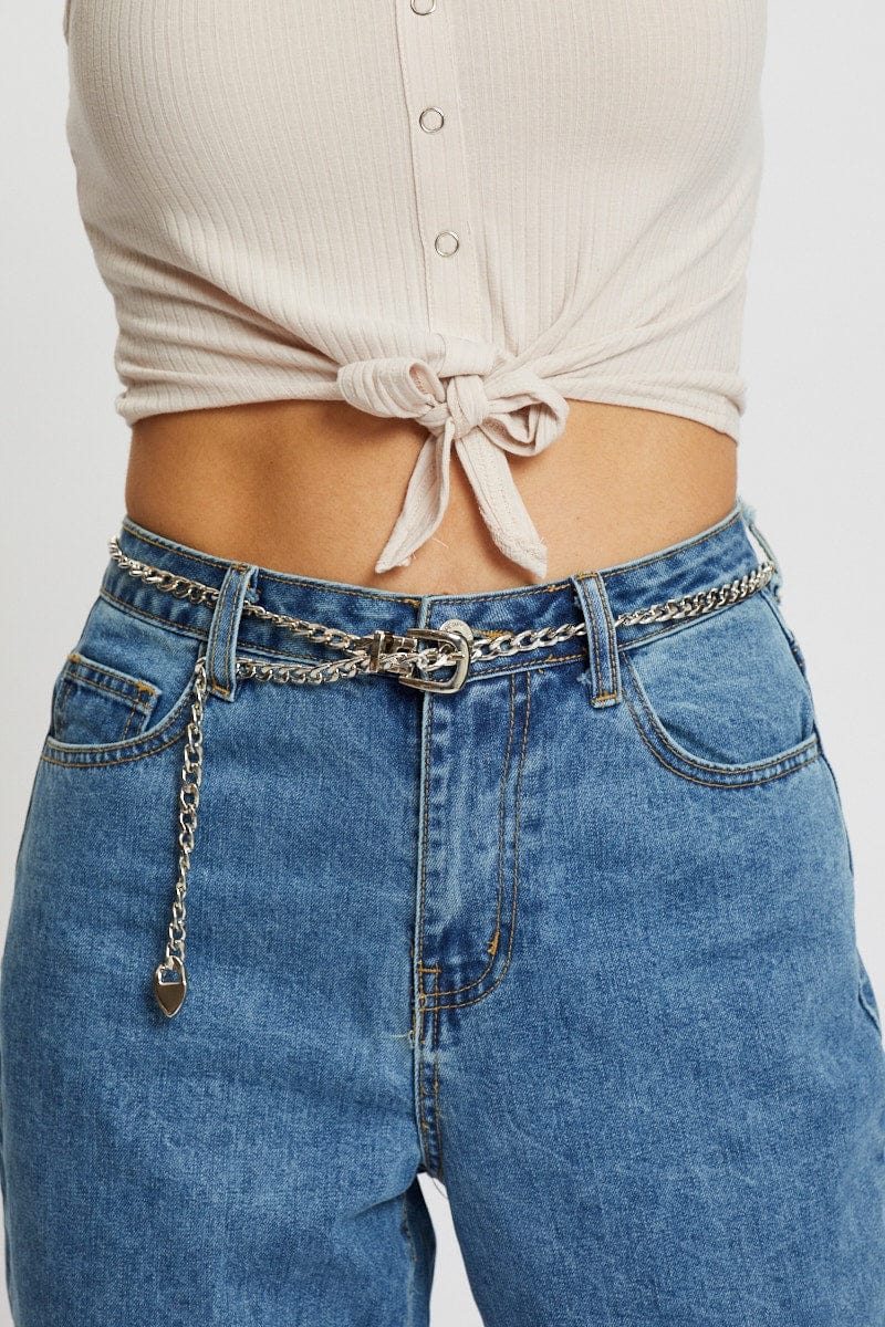 silver heart chain belt