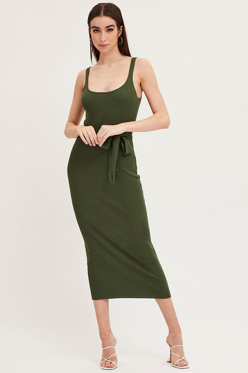 Women’s Green Knit Dress Evening Bodycon | Ally Fashion