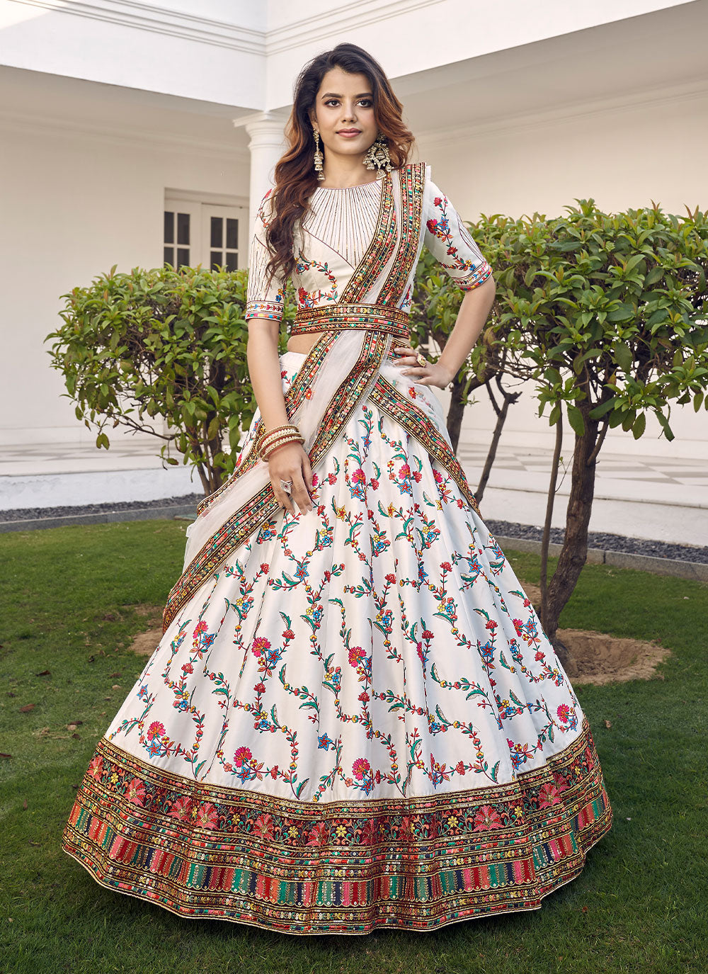 off white colour lehenga