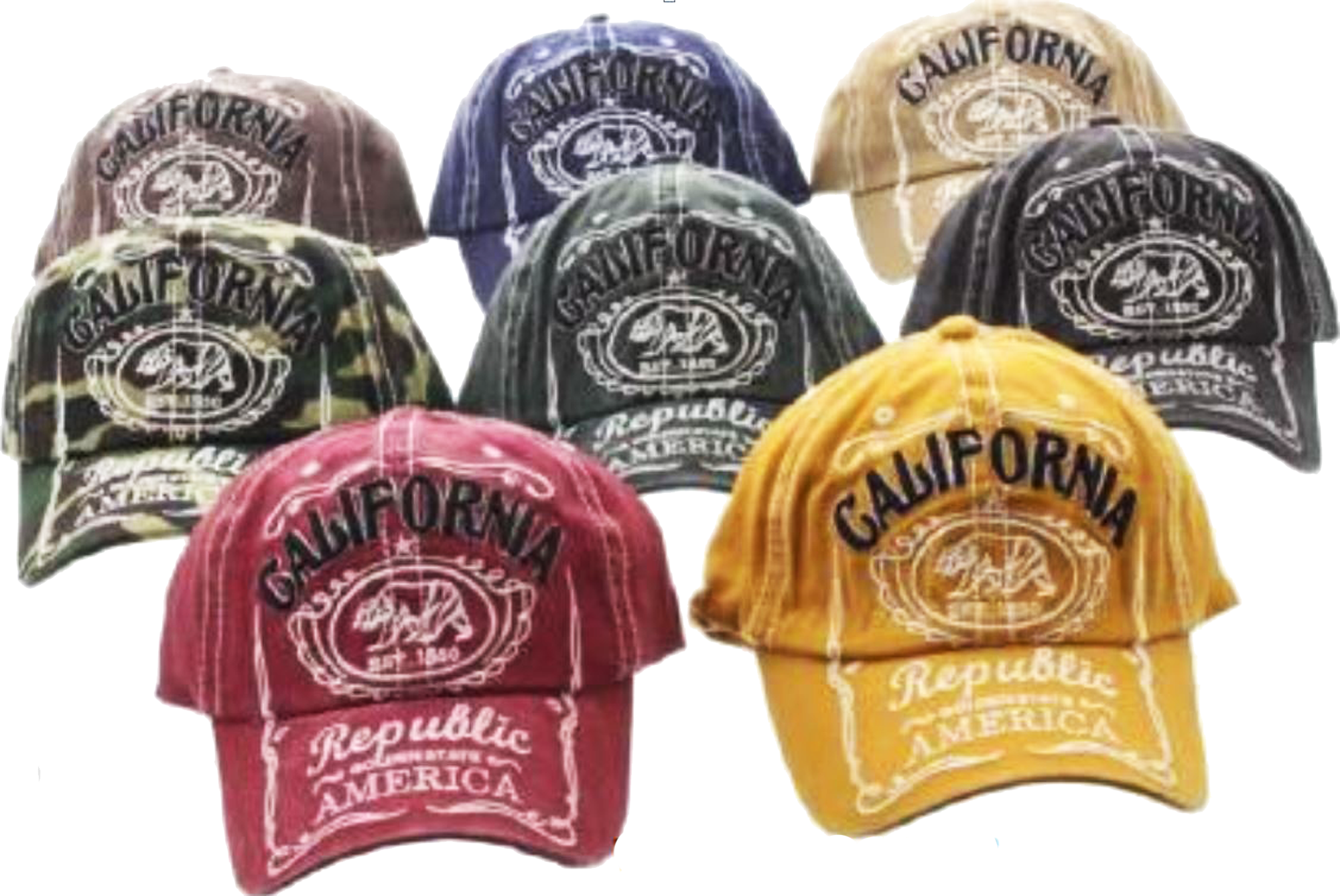 ''AMERICA WORN & TORN CALIFORNIA REPUBLIC BALL CAP, ASSORTED''