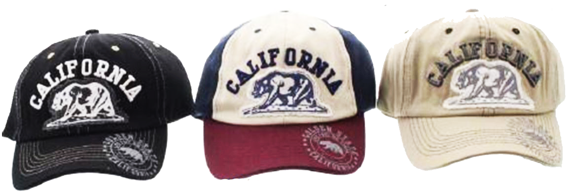 ''CALIFORNIA REPUBLIC BEAR BASEBALL BALL CAP, ASSORTED''