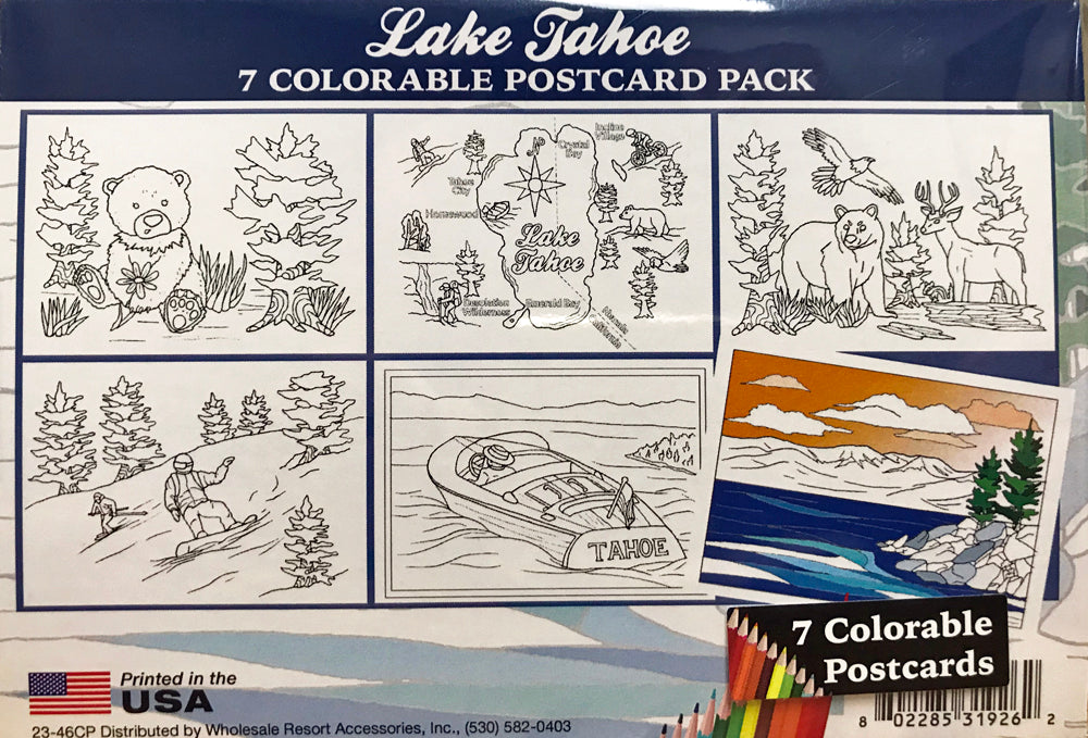 ''Postcard Pack Colorable Scenes of Lake Tahoe, and PENCIL Set''