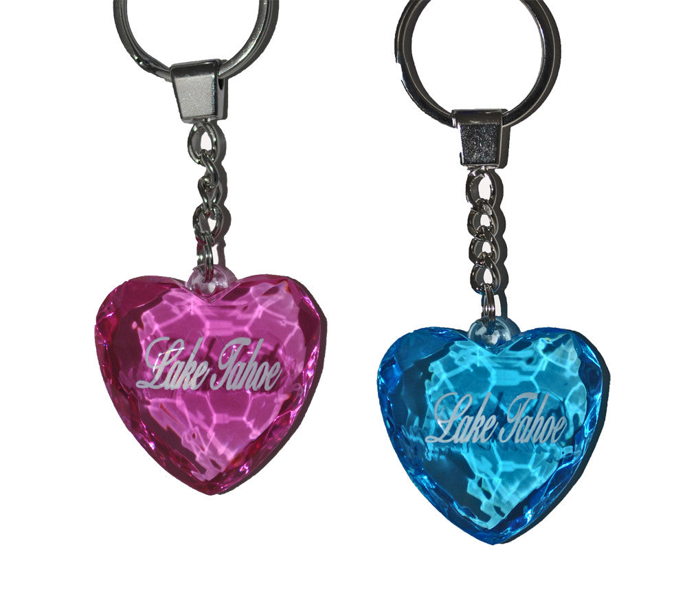 ACRYLIC Crystal Lake Tahoe Heart Keychain 