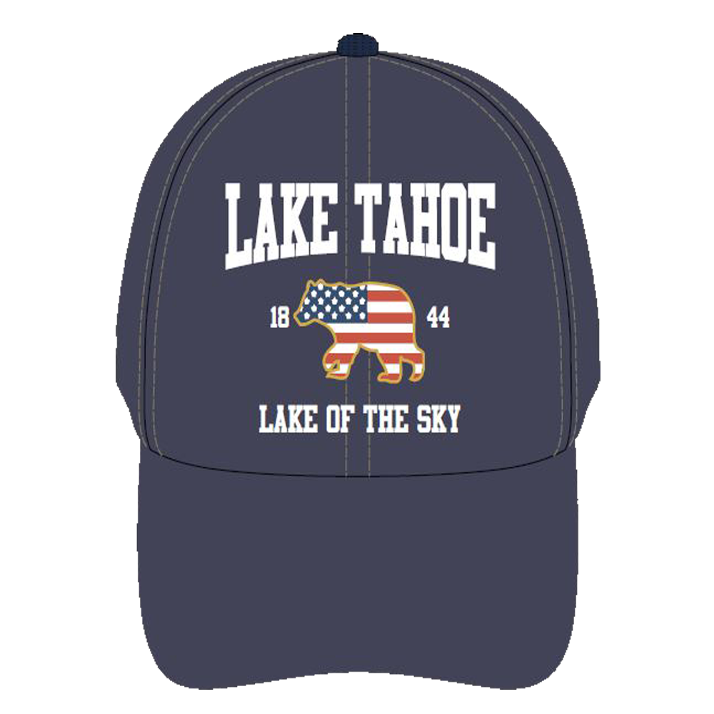 ''Ball Cap Bear Flag ''''Lake of the Sky'''' Lake Tahoe, Khaki, Blue Asst.''