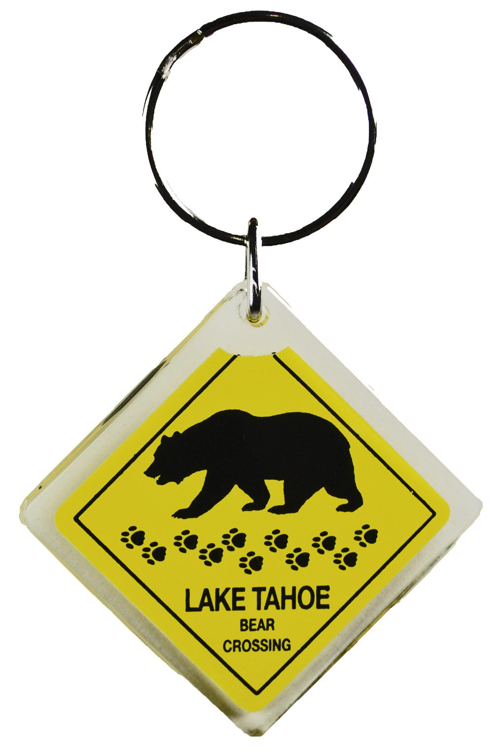 Bear Crossing Caution Sign KEYCHAIN