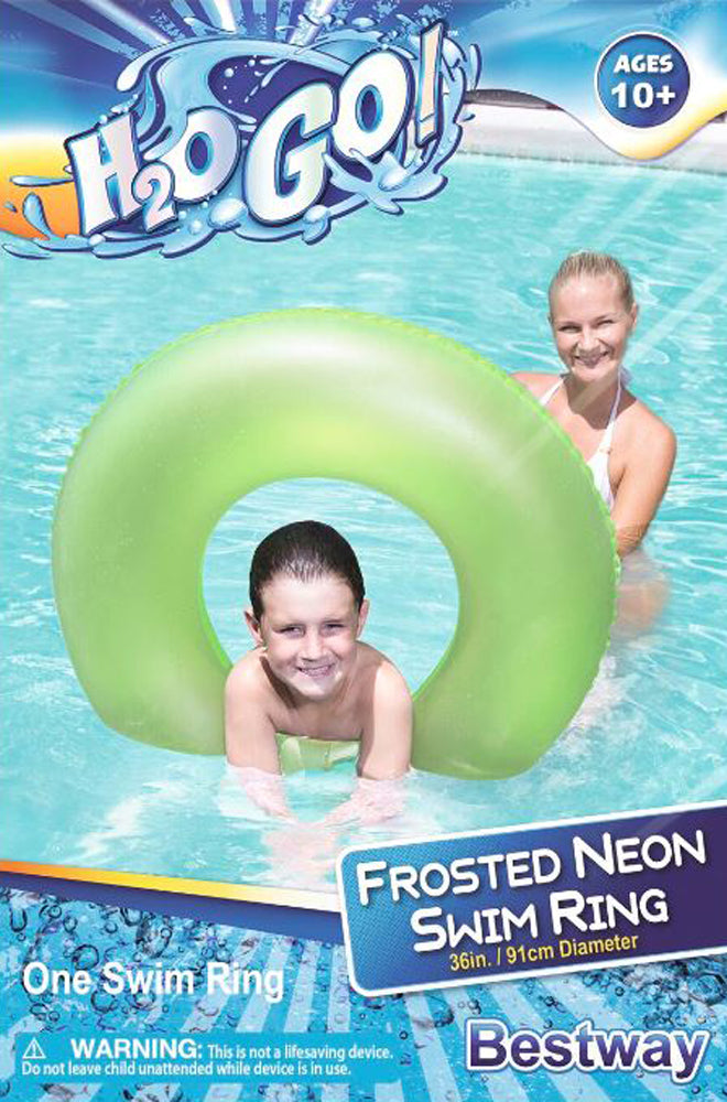 ''FROSTED NEON SWIM RING, AGE 10+''