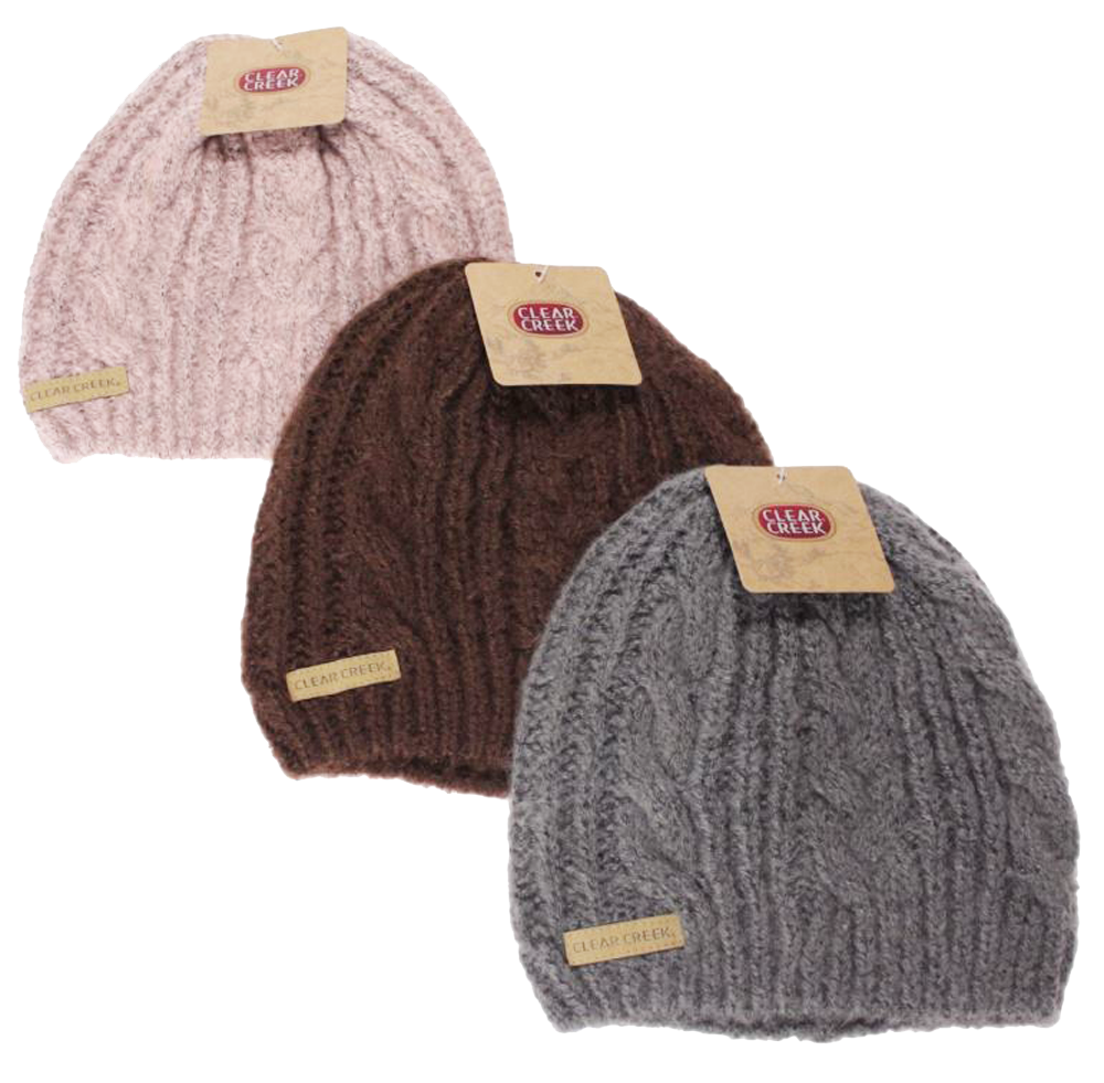 LADIES CABLE KNIT CLEAR CREEK PULL HAT