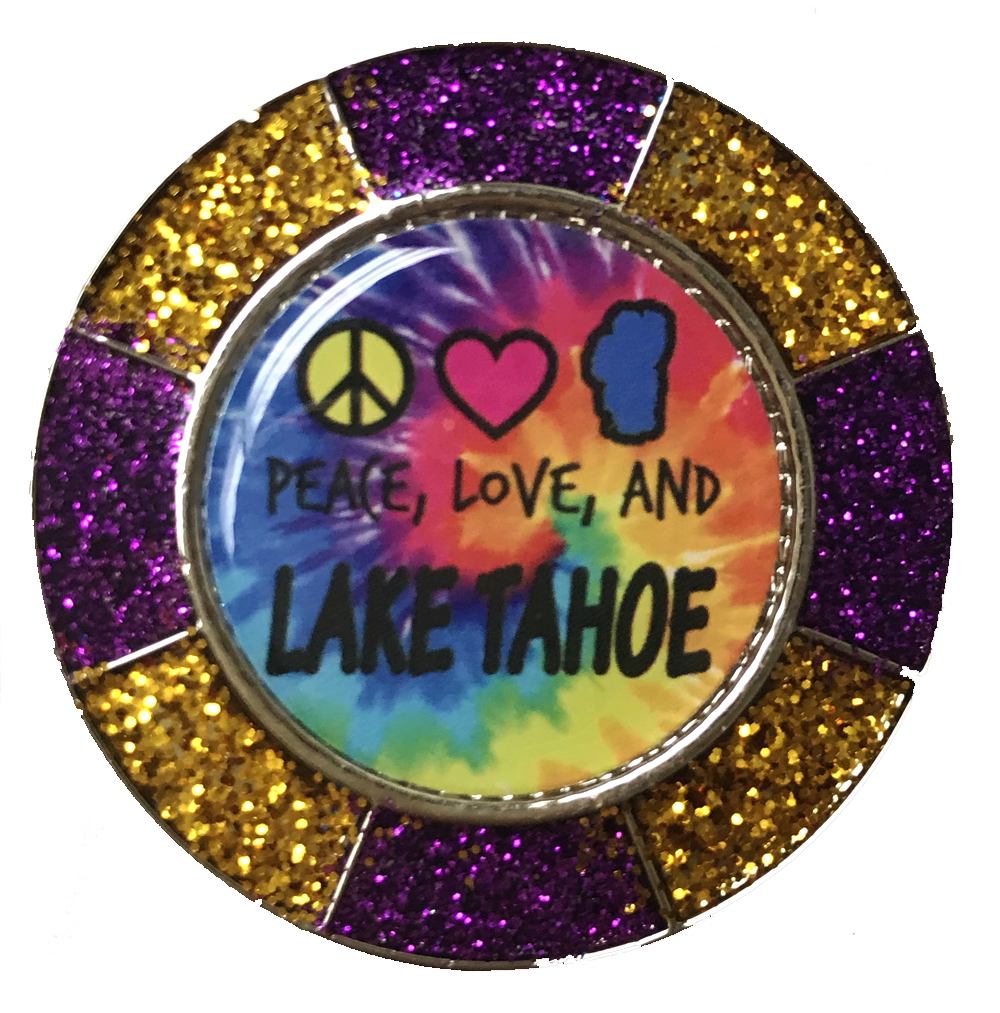 ''Metallic Tie-Dye - PEACE, Love & Lake Tahoe Magnet''