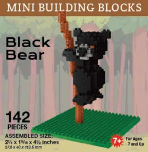 ''Mini BUILDING BLOCKS, Black Bear, Snowboarder, Skier, Camper''