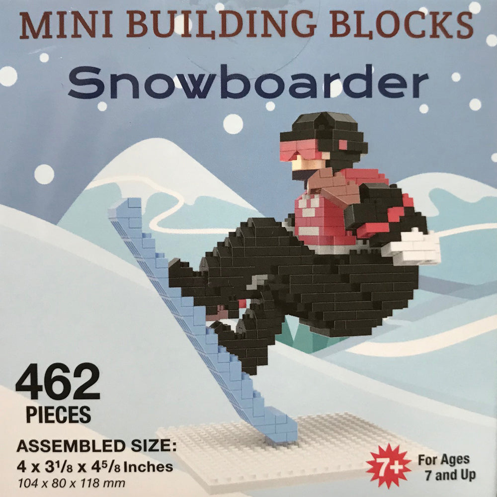 ''Mini BUILDING BLOCKS, Black Bear, Snowboarder, Skier, Camper''