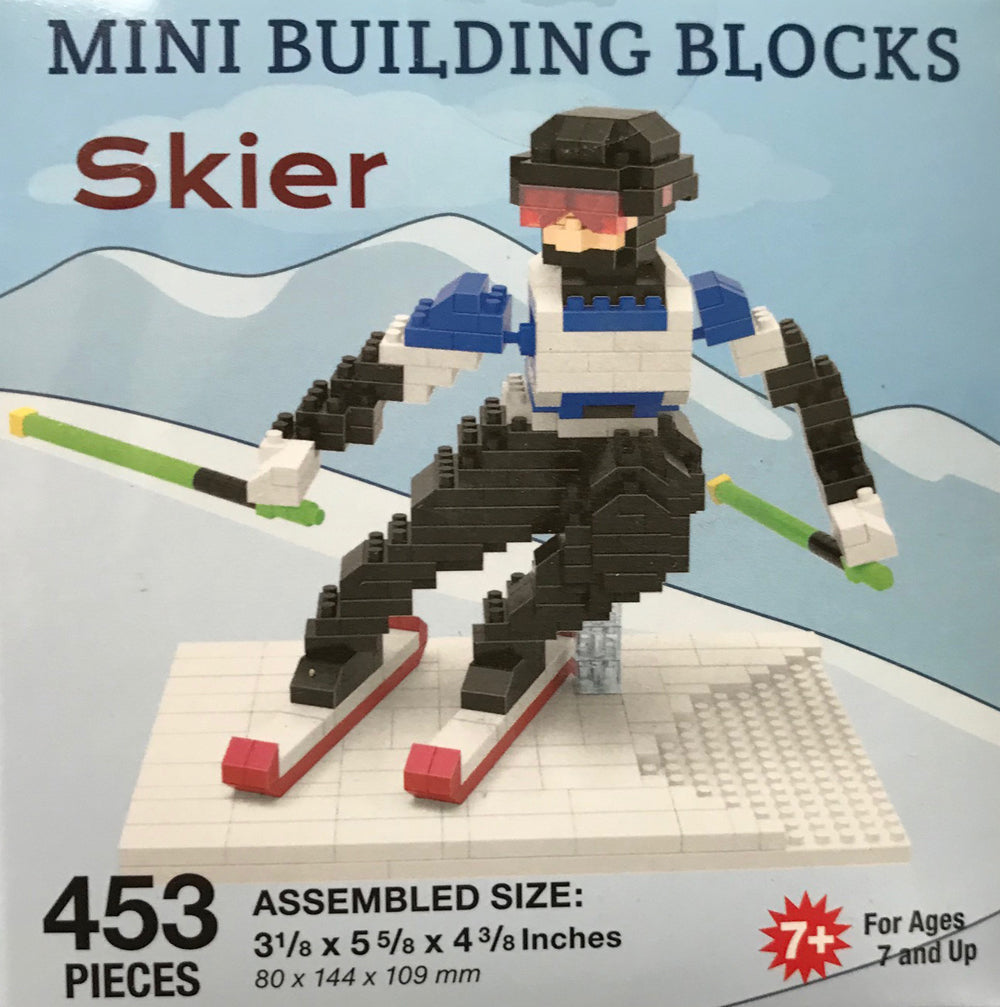 ''Mini BUILDING BLOCKS, Black Bear, Snowboarder, Skier, Camper''