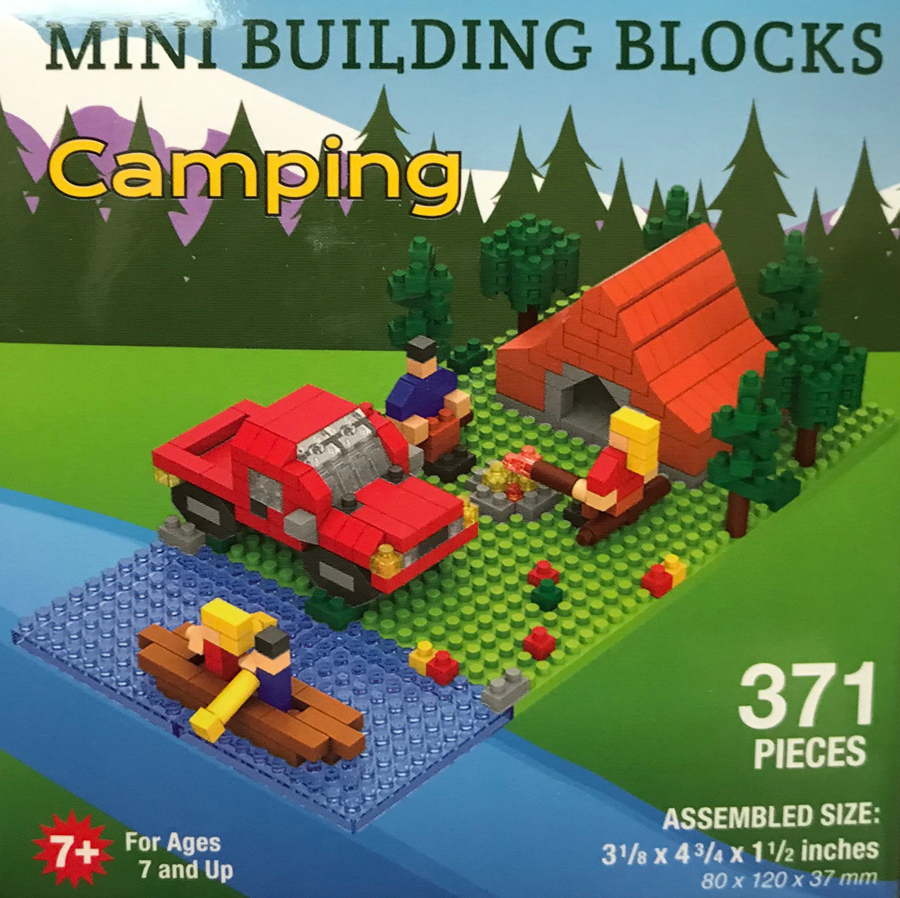 ''Mini BUILDING BLOCKS, Black Bear, Snowboarder, Skier, Camper''