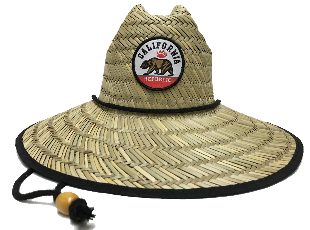 ''Adult California Republic Badge Rush STRAW Lifeguard HAT, Multiple Badge Designs''