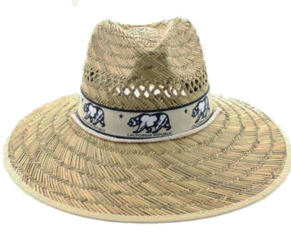 ''ADULT CALIFORNIA BAND RUSH STRAW LIFEGUARD HAT, ''''CALI'''', BEAR''