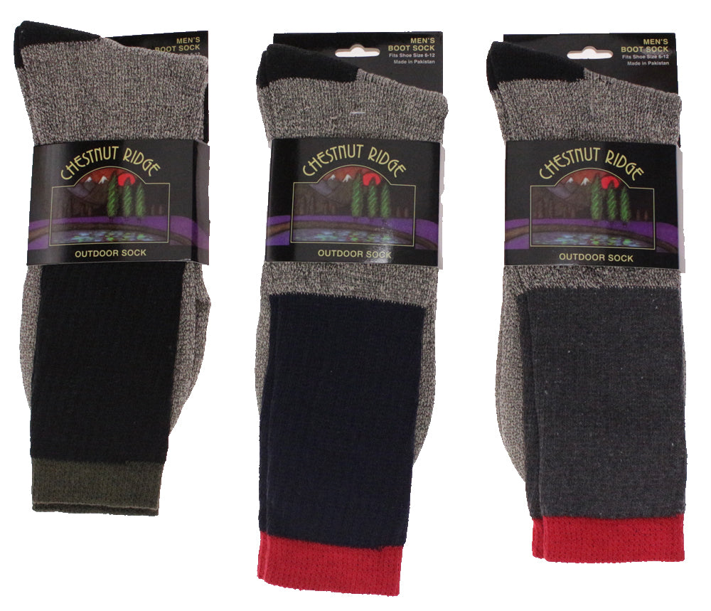 Men's Marled & Solid Light Weight Outdoor Boot SOCK
