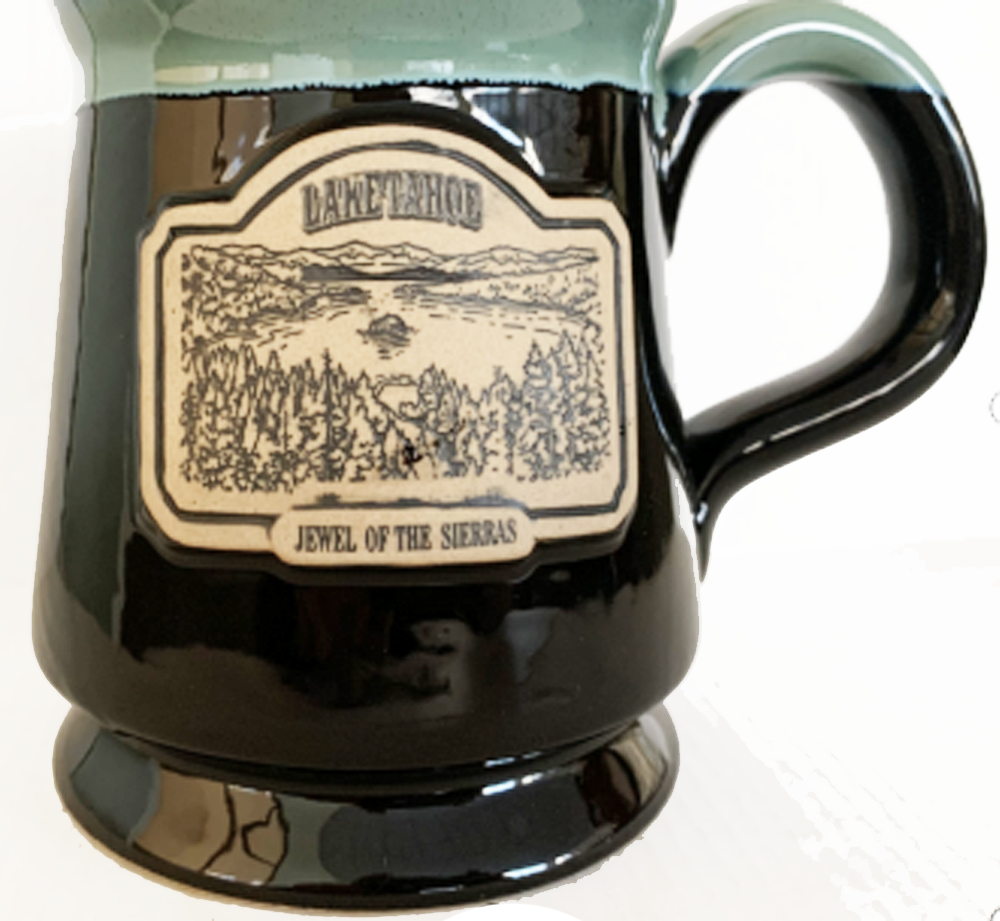 Etched Emerald Bay Pottery Lake Tahoe MUG