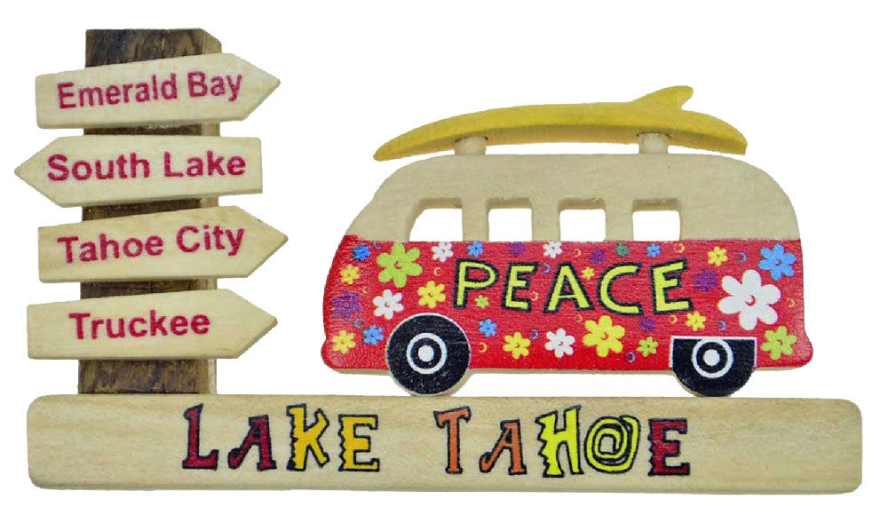 PEACE Van & Surf Board Lake Tahoe Magnet