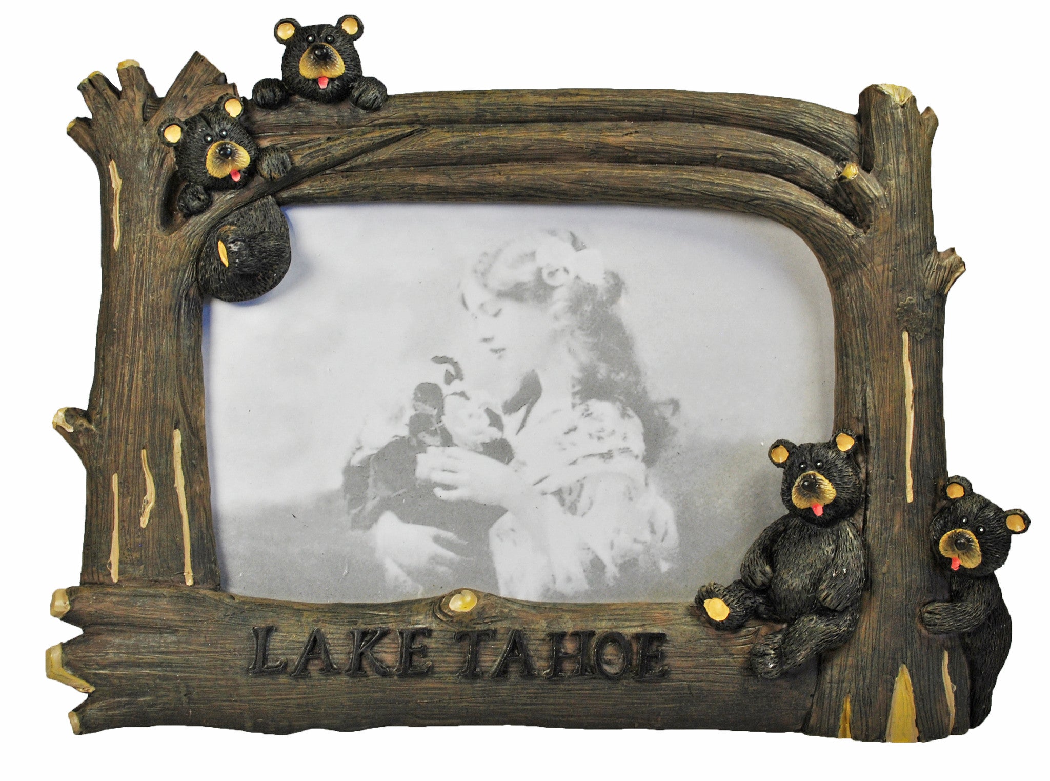 Rustic Wood & Lake Tahoe Bear Cubs Photo FRAME