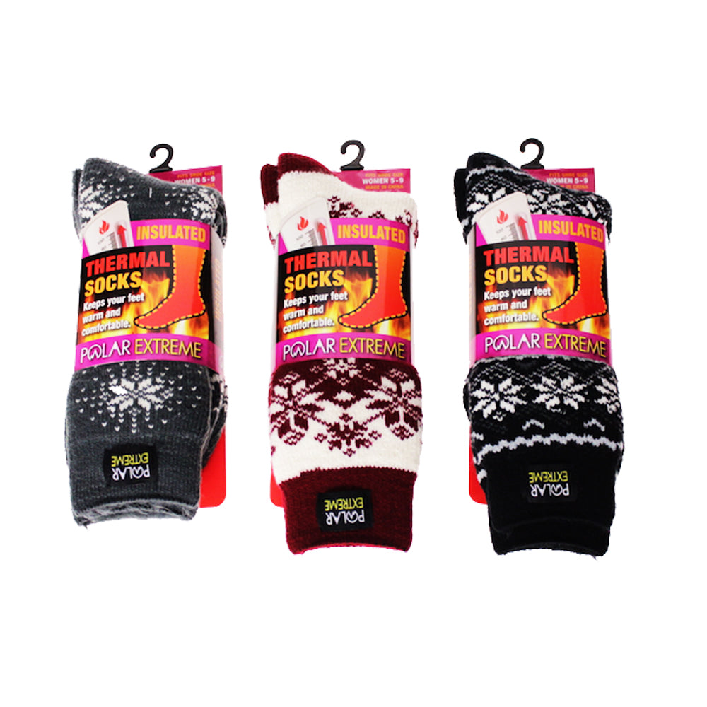 ''LADIES POLAR EXTREME THERMAL HEAT SOCK, FAIRISLE''