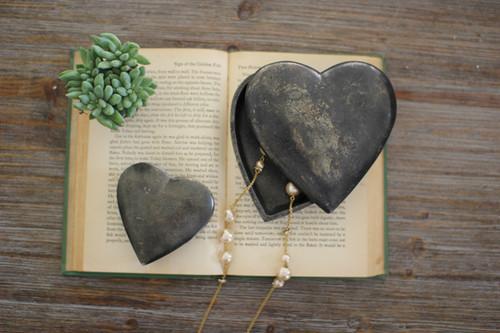 Set Of 2 Cast Aluminum Heart Boxes - Black