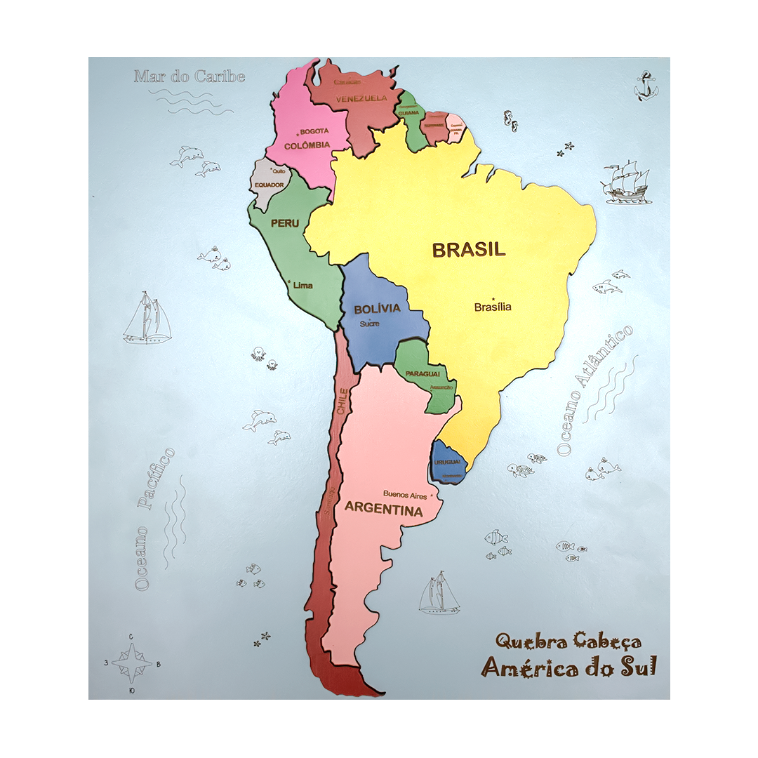 Mapa Da América Do Sul Quebra Cabeça 3d 0895