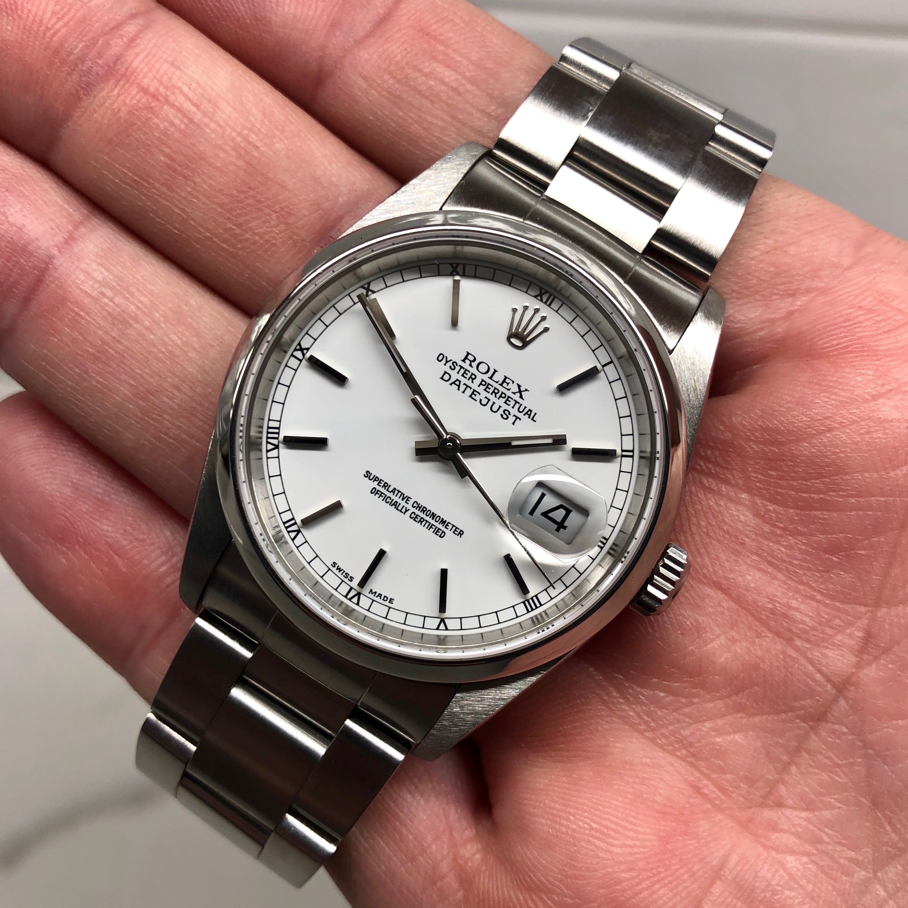 affældige erfaring Mount Vesuv Rolex Datejust 16200 Oyster Perpetual Cal. 3135 White Stick "Y" Serial  Wristwatch | Hashtag Watch Co.
